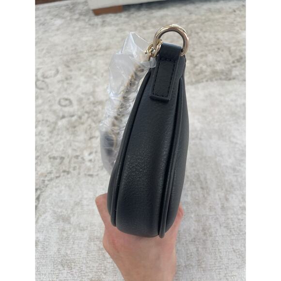 Y2K INC Black Faux Leather Shoulder Bag Gold Chain Hardware Fits iPhone NWT - Picture 7 of 11